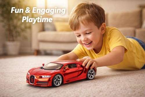 Image of Happy Hues Die-Cast Metal Toy Car 1:32 Scale - Premium Racing Model with Opening Doors & Durable Alloy Body, Best Collectible Gift for Kids (Metallic Red)