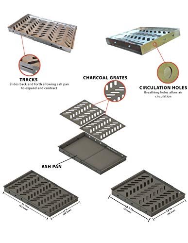 Char-Pit Universal Charcoal Grill Tray - Compatible With Smoker & Gas Grills - Charcoal Holder/Box - Stainless Steel Grill Tray - Built In Ash Pan- Easy Install & Mess- Free Cleanup #TOP2