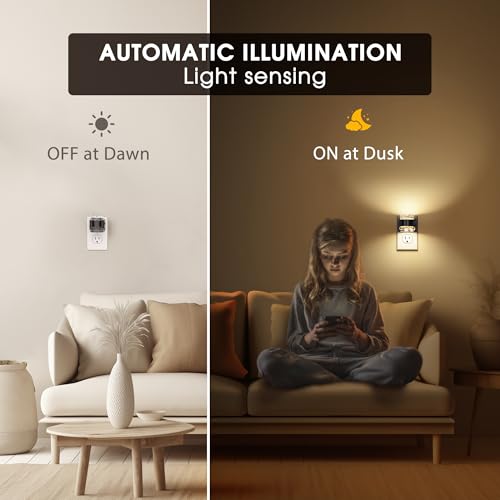 Image of Briignite LED Night Light Plug into Wall[4 Pack] Dimmable Night Light with Bubble Design 3000K /4000K /5000K & 3 Brightness Levels for Baby Nursery, Hallway, Bathroom, Kids Room, 3CCT