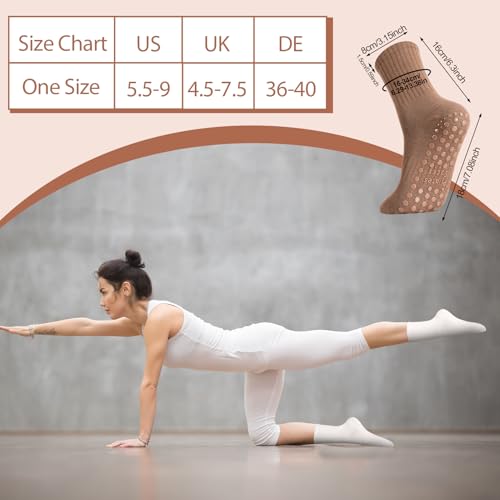 Jspupifip 4 Pairs Pilates Socks with Grips for Women Cotton Athletic Crew Socks for Barre Hospital Workout2