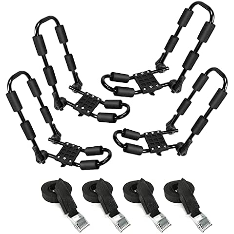 XCAR Folding Kayak Rack 4pcs/Set Black Rooftop Cargo Carrier for SUP,Canoe,Kayak,Surf Board Top Mount Car SUV Crossbar Cover