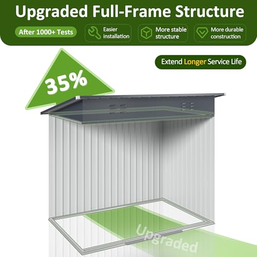 Image of DAUSOLA 6x4 FT Outdoor Storage Shed, Metal Garden Tool Shed with Updated Frame Structure and Lockable Doors, Ideal for Backyard Garden Patio Lawn, Brown