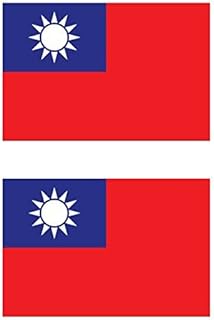 Two Pack Taiwanese Flag Sticker Decal Self Adhesive Vinyl Taiwan TWN TW Made in USA
