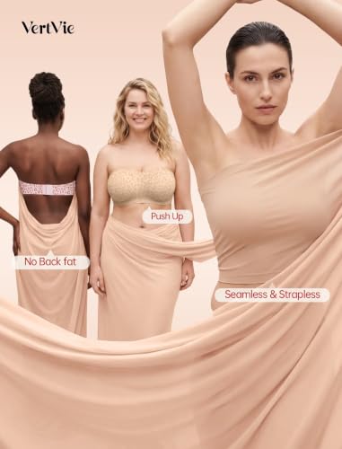 Image of Vertvie Womens Strapless Bra Jelly Push Up Seamless Bandeau Bra Wireless Non Slip Silicone Tube Top Bras Padded Bralette
