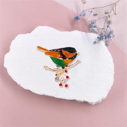 Image of coadipress Colorful Birds Brooch Pins Crystal Rhinestone Branch Bird Brooch Cute Enamel Animal Magpie Hummingbird Pin Fashion Jewelry Accessories Gifts