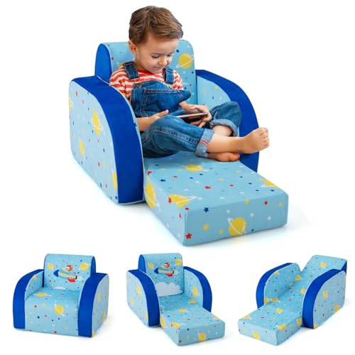 COSTWAY Sillones Infantiles Convertible 3 en 1, Sofá Cama para Niños con Asiento Acolchado de...