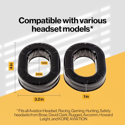 KORE AVIATION KA-1 General Aviation Headset for Pilots with 100% Cotton, Washable, Double Knit, Cloth Ear Cover and Silicone Gel Ear Seals Ear Pads Replacements for Aviation Headset