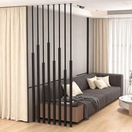 Divisor de pared con listones de metal, instalación sin taladro, para oficina en casa y espacio vital, 5/8 paneles para una fácil separación y privacidad