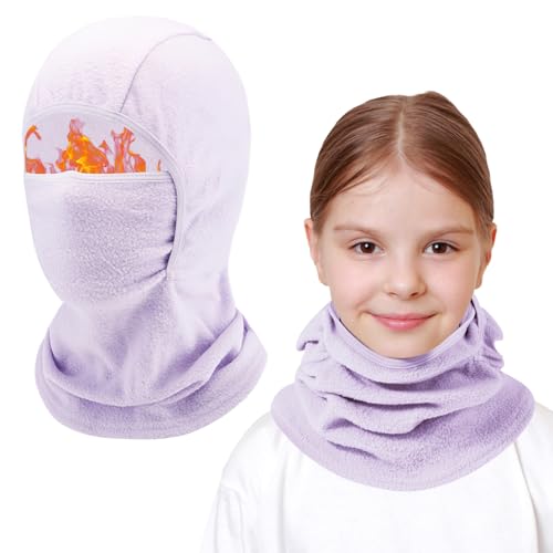 AYPOW Kids Thermal Balaclava, Winter Multifunction Windproof Warm Ski Mask Cycling Balaclava Full Face Cover Under Helmet Hat with Neck Warmer, for 4-13Years Boys Girls Children Winter Outdoor Sports