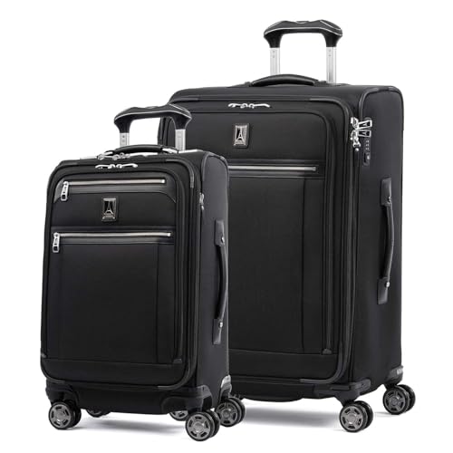 Image of Travelpro Platinum Elite Softside Expandable Luggage, 8 Wheel Spinner Suitcase, TSA Lock, Men and Women (Shadow Black, 2-Piece Set (21 /25))