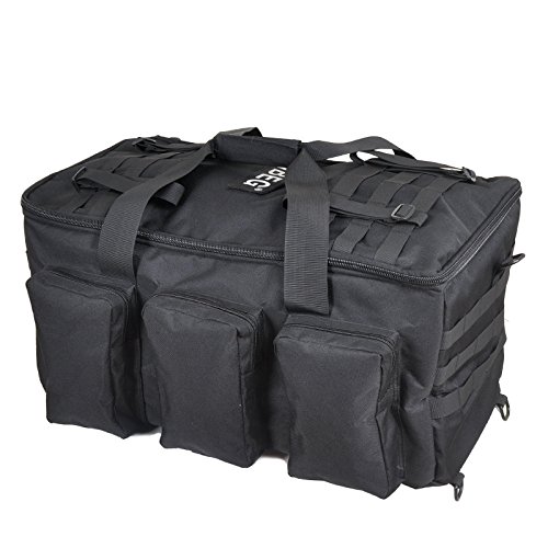 Sparklekle Military Duffel Bag 50L Gym Bag for Men Convertible Weekend Backpack for Sports Travel Camping (Black)