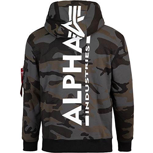 ALPHA INDUSTRIES Back Print Camo Hoody (XL, Black camo)