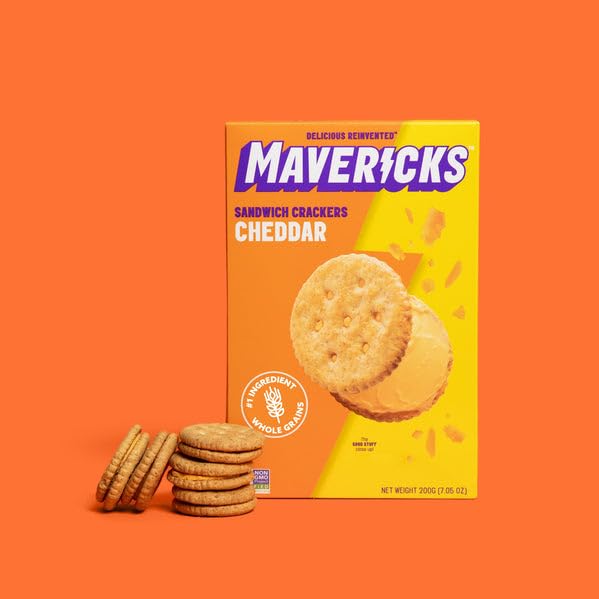 Mavericks Cracker Cheddar Sandwich 7 oz (Pack of 8)