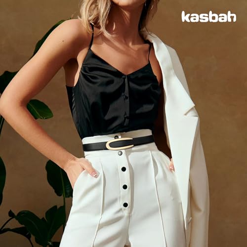 KASBAH Reversible Leather Belts For Women with Gold Buckle Fashion 2-Sided Belt Ladies Waist Belt for Jeans Dresses Pants3