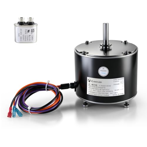 B13400251S B13400251 Condenser Fan Motor 1/6 HP Condenser Fan Motor Replaces Goodman Amana Janitrol B13400251 genteq 3S012 5KCP39BGY926S 5KCP39BGP870S F48A90A76 208-230V 1075 RPM with Capacitor