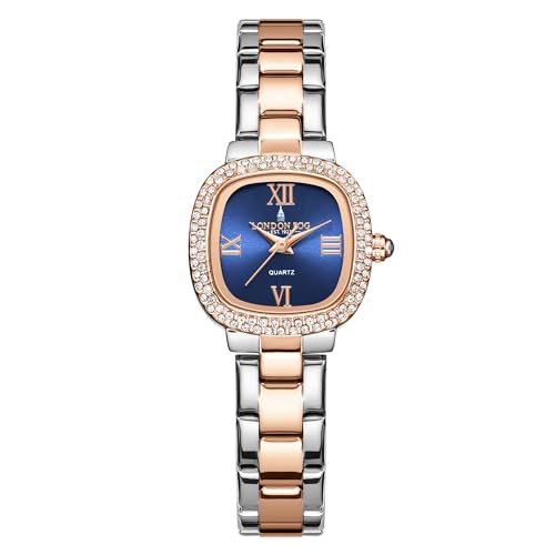 Image of London Fog Ave Maria Collection Analog Watch for Women with Square Dial, Crystal Studded Bezel Roman Numeral Markers and Stainless Steel Strap - LFW20004