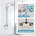 gotonovo Outdoor Shower Fixtures SUS304 Stainless Steel Rain Shower Kit Faucet High Pressure Wall Mount 2 Dual Function 8 Inch Showerhead and Handheld Spray Combo, Single Handle, Brushed Nickel