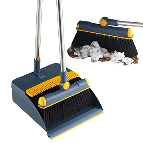 TOCTUS Broom And Dustpan Combo Bin, Long Handle Broom And Dustpan Set, Jekayla Long Handled Dustpan And Brush, Household Broom Dustpan Combo Set, Broom Dustpan With Teeth For Home Kitchen And Officee