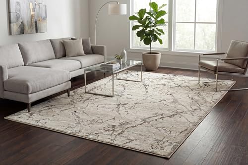 Dynamic Rugs Safir 5'2"x7' Beige/Grey/Black Area Rug, Modern Sleek Design, Sophisticated Subtle Sheen, Durable Polypropylene and Polyester Blend, Perfect for Any Stylish Space