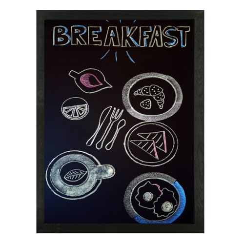 MG Design Tableau noir 30 x 40 cm – Ardoise robuste avec cadre en bois Noir, surface effaçable pour la maison, les bars et les écoles