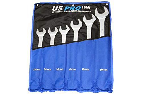 US Pro 6-częściowy zestaw kluczy płasko-oczkowych Jumbo metryczny 33-50 mm BER1865