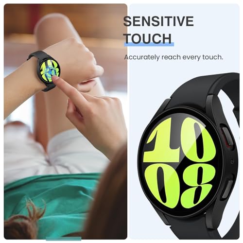 Image of VEMIGON Hard PC Case Compatible with Samsung Galaxy Watch 6 2023 Screen Protector Case 44mm, High Sensitive Protective Face Cover with Bumper Built-in Tempered Glass Film - (44mm Black)