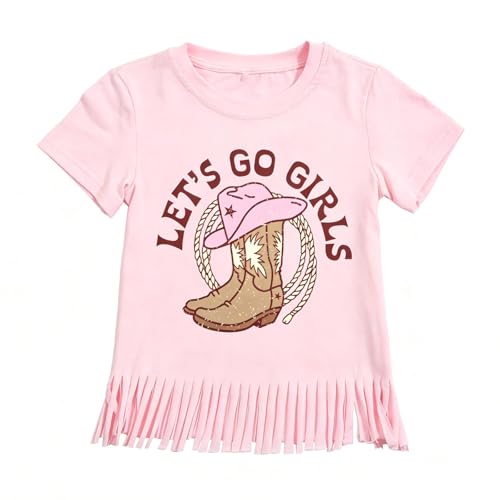 Image of Girls Western Shirt Toddler Tassels Cowgirl T-Shirt Im The Problem Country Concert Shirts Summer Short Sleeve Top