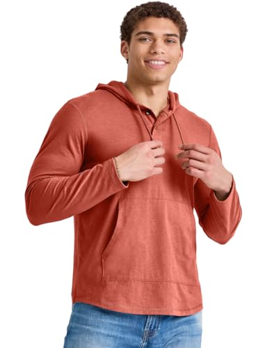 T-shirt homme manches longues avec capuche pull léger jersey tri-mélange gris