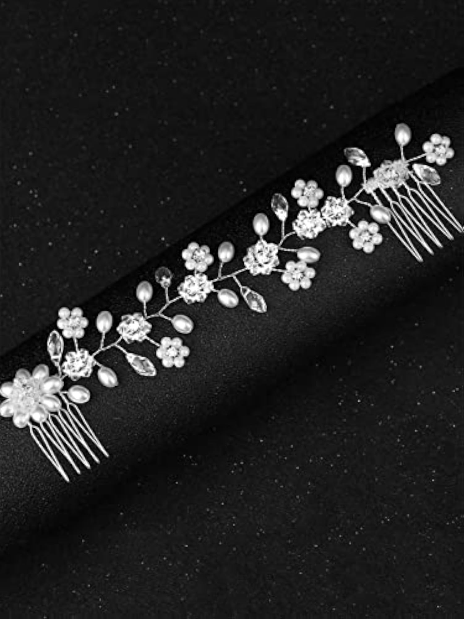 Bridal Hair Vine with White Comb Pin for Women
