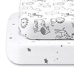 2 Pack Fitted Cirb Sheets for Standard Crib and Toddler Mattress