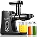 AMZCHEF Entsafter Slow Juicer leistungsstarker Entsafter für Obst und Gemüse mit 2 Geschwindigkeitsmodi, 2 Reiseflaschen (500 ml), LED-Anzeige, Reinigungsbürste und Ruhiger Motor (schwarz)