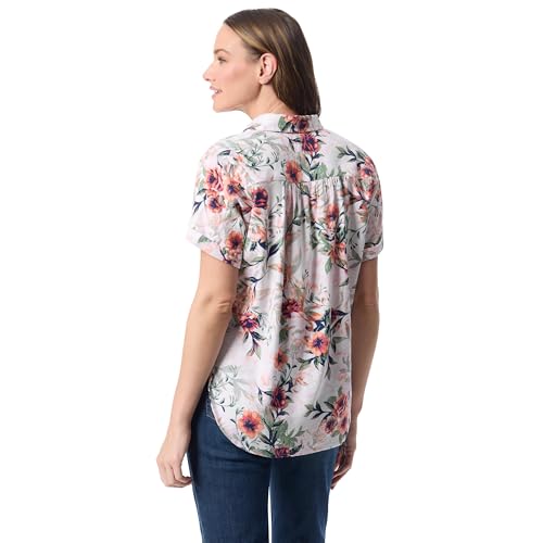 Image of Gloria Vanderbilt Women's Daisy Short Sleeve High-Low Button Down Shirt Standard