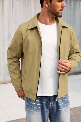 Image of QTE Lightweight Jackets for Men Casual Windbreaker Stylish Light Fall Spring Golf Work Dress Business Coat