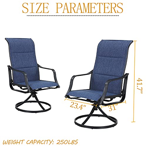 Lokatse Home Patio Dining Chair Swivel Set Of 2 Outdoor Textilene Fabric With Metal Frame, Blue-1 #TOP1