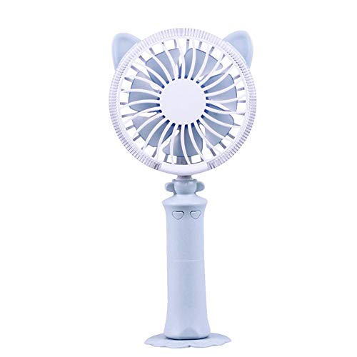 Portable Handheld Fan, Ovelur Mini Personal Adjustable Desktop Table Cooling USB Fan with LED Night Light 2 Speed for Home Office Bedside Reading, Blue