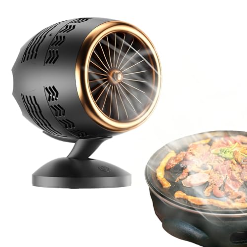 Campana extractora portátil – Ventilador compacto de escritorio ABS de 7.28 pulgadas – Doble filtro de altura ajustable | Escape de bajo ruido dentro de la barbacoa interior, parrilla, más área de