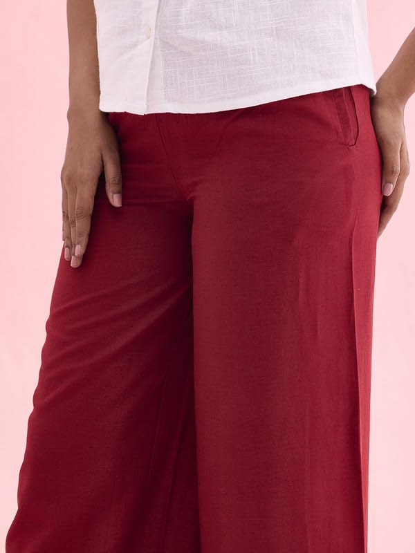 Image of GO COLORS Soft Viscose & Linen Blend Linen Palazzo Full Length for Women| Breathable, Mid Rise