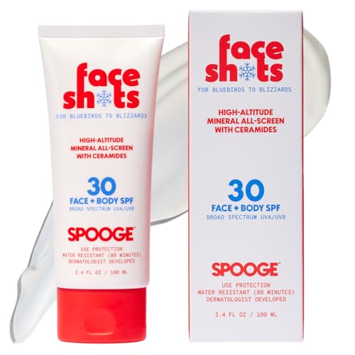 Face Shots High-Altitude All-Screen - Mineral Ski Sunscreen SPF 30 for Winter Sports - Mountain Sunscreen for Snow Sports - Water Resistant 80 Min - Edelweiss + Ceramides + Zinc Oxide - 3.4 FL OZ