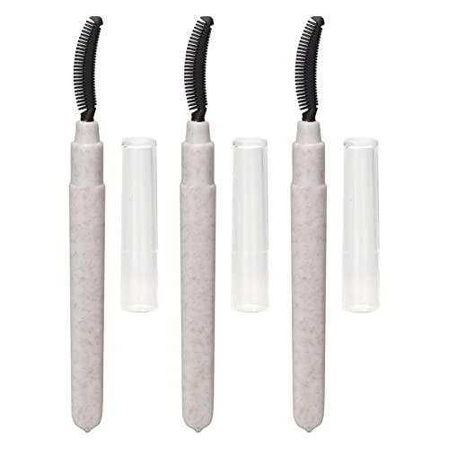 Cepillo de Pestañas, 3 Cepillos de Silicona para Máscara de Pestañas, Herramienta Separadora de Pestañas con Cubierta, Cepillo de Separación de Pestañas Diseñado en Portátil