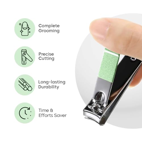 Image of Gleva 7 Pieces Nail Grooming Kit, Stainless Steel Manicure Kit, Nail cutter set, Non Slip Handle, Manicure Pedicure Kit, Nails Tool Personal Care Nail Clipper Kit with Case for Women and Men