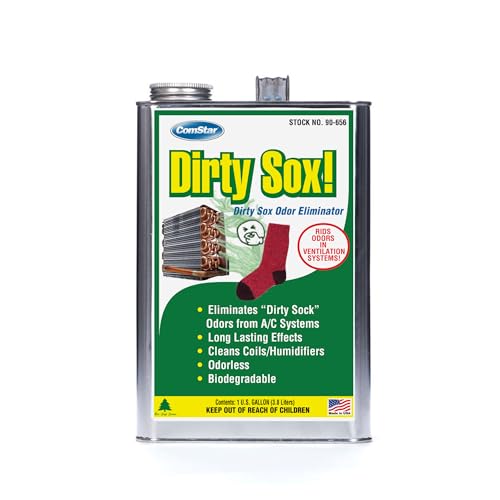ComStar Dirty Sox, 1 Gallon, Odor Neutralizer & Cleaner, Eliminates Dirty Socks Smell from Coils & Filters, Non-Corrosive, Long-Lasting HVAC Deodorizer for Small A/C (90-656)