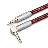 Audiophile Aux Cable for Car (3.2ft/1M, Hi-Fi Sound), 90°Angled 3.5 mm Cotton Braided,Stereo Aux...
