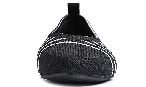 Image of FEVERSOLE Women's Woven Pointy Fashion Cutouts Breathable Knit Flat Shoes