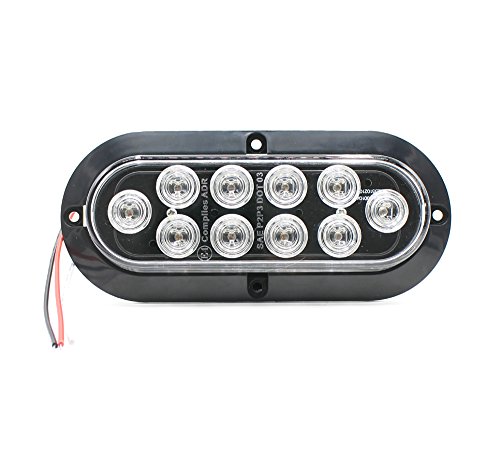 TMH ( Pack of 2 6 Inch 10 LED Surface Mount Oval Clear Lens/Red Light Turn Signal Side Marker Tail LED Light for Truck Trailer Trail Bus 12V DC - Thumbnail 5