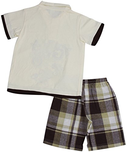 Image of ToBeInStyle Boys' 2-Piece Graphic Top & Plaid Shorts Outfit Set - Polo or V-Neck Tee