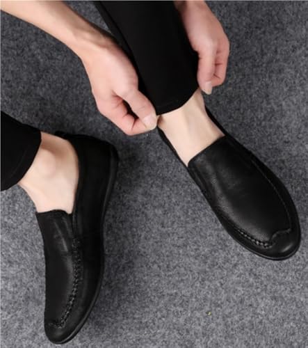 Mens Loafers Shoe Genuine Leather Stitching Details Round Toe Comfortable Lightweight Resistant Prom Slip On3
