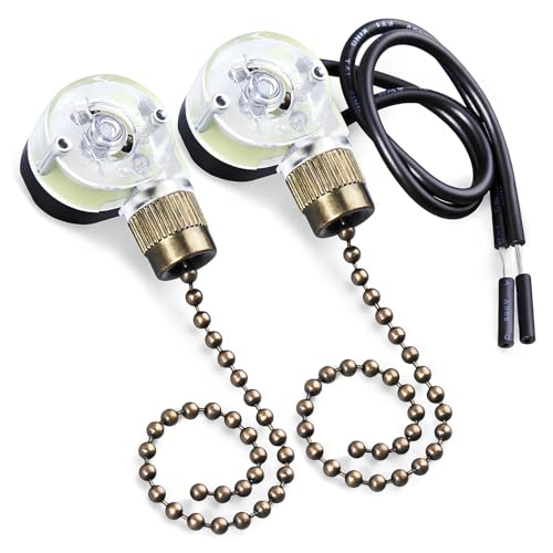 Image of 2Pack Ceiling Fan Pull Chain Light Switch Zing Ear ZE-109, Bronze | Universal Zipper Cord On /Off Control Replacement Accessories Compatible with Hunter Fan Wall Table Cabinet Closet Lamps