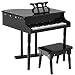 Goplus Classical Kids Piano, 30 Keys Wood Toy Grand Piano w/ Bench, Mini Musical Toy for Child (Black)