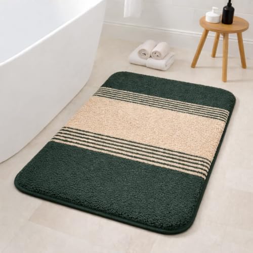 Image of How Nice Door Mat for Bedroom,Bathroom,Kitchen,Home,Entrance,Room Mats,Foot Matt,Floor mat,Main Door,Rug Non Slip Mats,Door Mate,Floor Mat Soft Door Mat,Door Matt (Stripe Mat Beige Green)