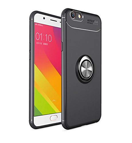 Oppo F1S case,Oppo A59 case,Silicone Shockproof Cover zinc Alloy 360Â° Rotating Kickstand Protection car Holder TPU case for Oppo F1S/Oppo A59 (Black/Black)